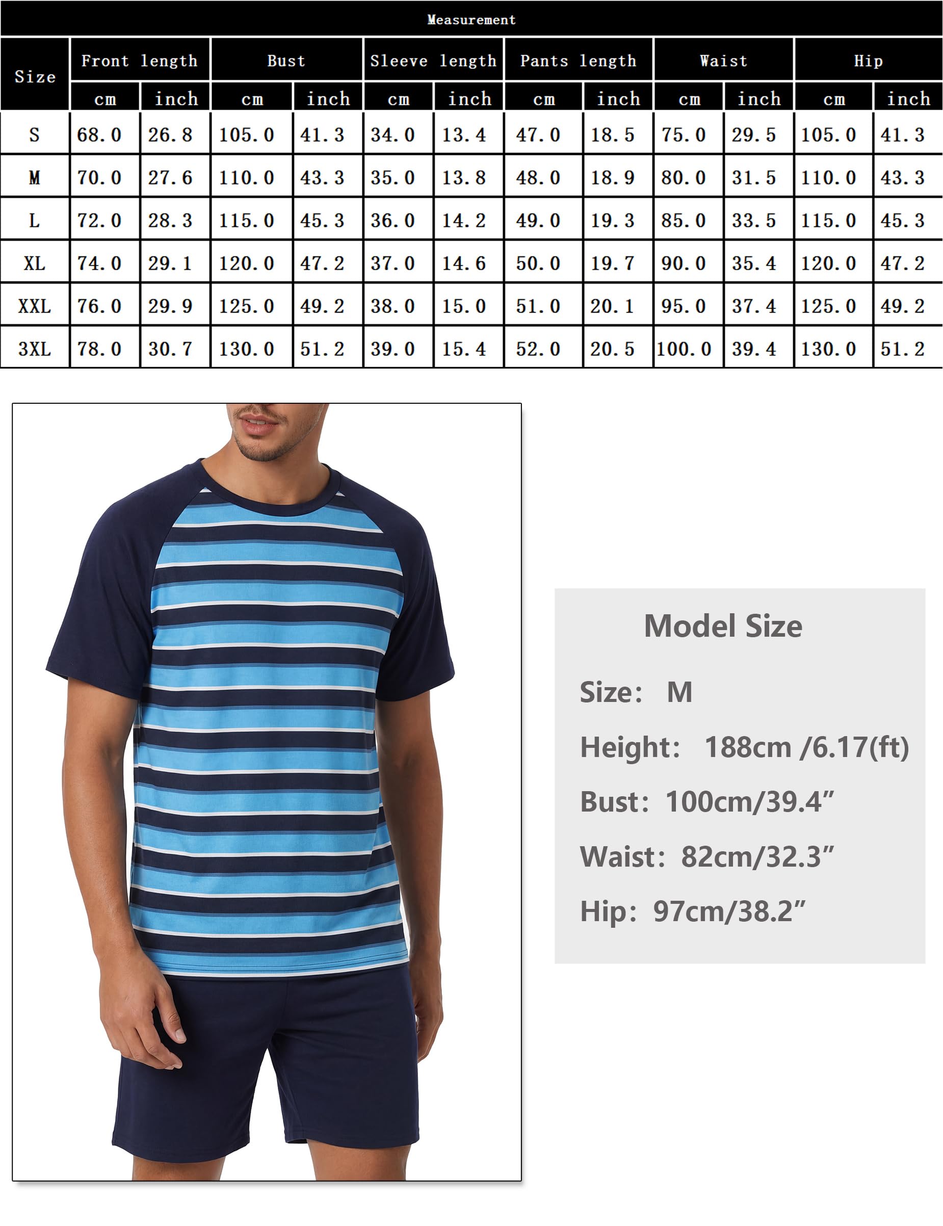 Bresdk Pijama Hombre Verano Conjunto de Pijamas Corto Manga Corta Camiseta y Pantalones Cortos con Bolsillos Suave y Cómodo
