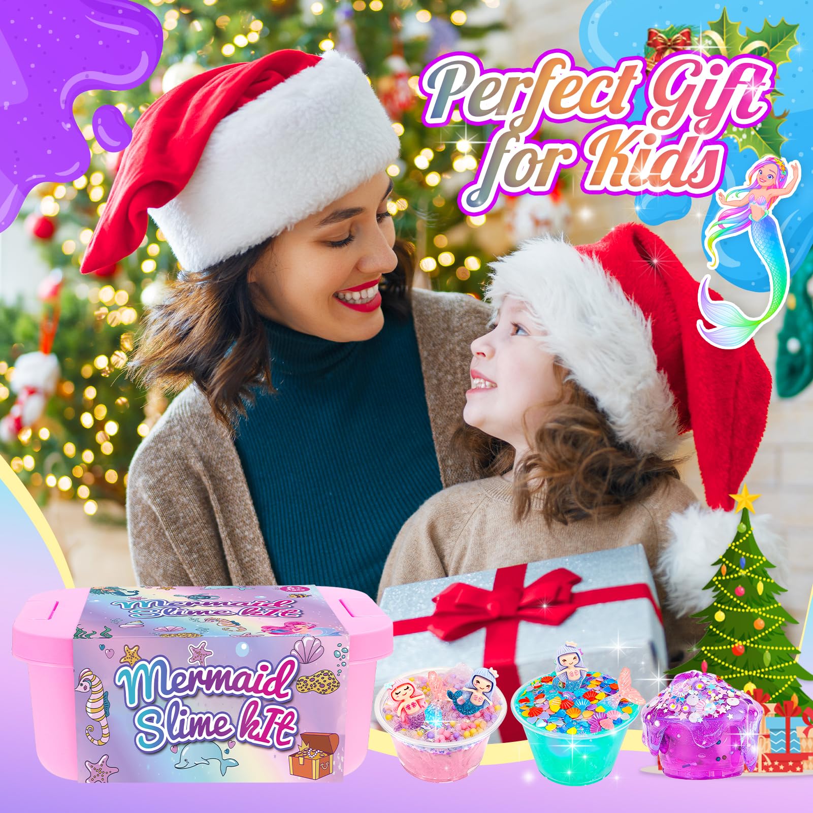 iKidiki Slime per Bambini, Regalo Natale Bambina 6 7 8 9 10 11 12 Anni Fluffy Slime Kit Giochi Bambina 6-12 Anni Femmina Kit Lavoretti Creativi Per Bambini Giocattoli Gioco Bamba