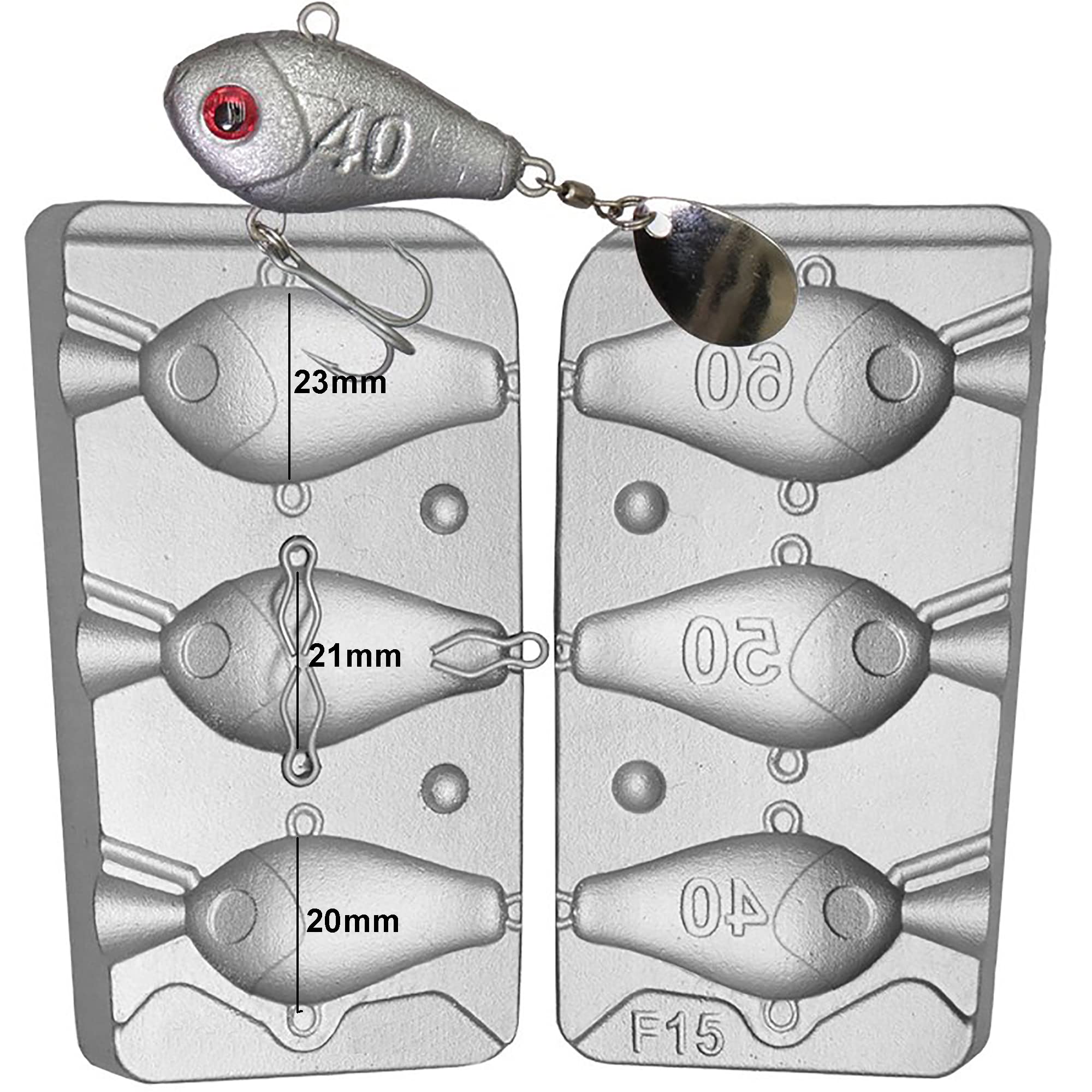 Spinner Bait Jig Moule pour pêche en mer et eau douce 40-50-60 g