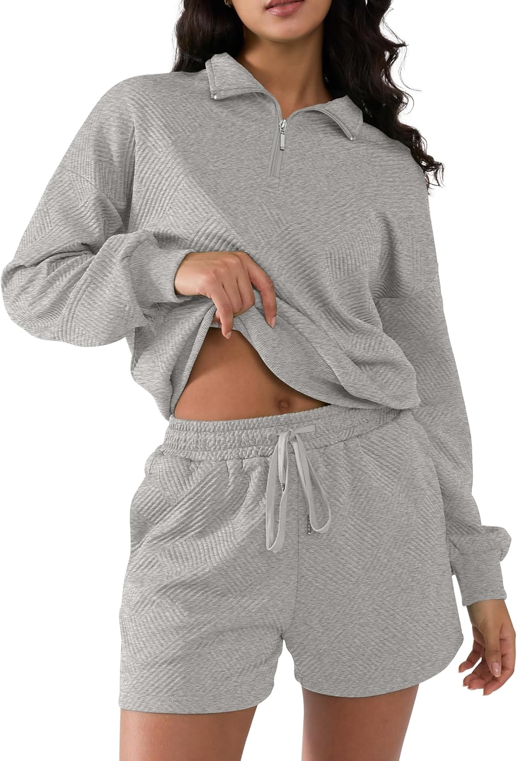 SHESHOW Fall Outfits for Women 2025 Fashion Quarter Zipper Sweatshirt Shorts Sweatsuits 2 Piece Set Tracksuit XS-XXL - Image 2