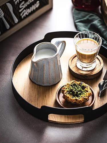 Miniatura 4 de Jarra de cerámica para crema, recipiente para crema con asa, jarra de leche pequeña de 10 onzas para café, salsas, ensalada, gris