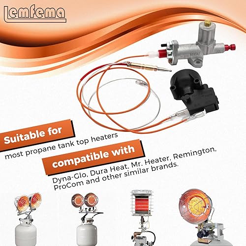 Miniatura 5 de Lemfema Kit de reemplazo de válvula de seguridad de control de gas para gas propano radiante tanque calentador termopar punta sobre interruptor