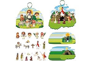 SICOHOME Make an Easter He Lives Sticker Scenes Ornaments | Religious Easter Resurrection Scene Set