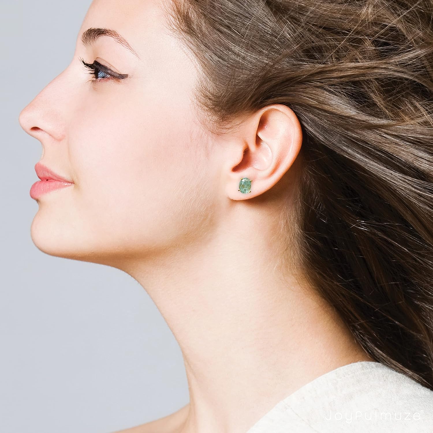 Gemstone Stud Earrings for Women – Aquamarine Kyanite Carnelian – Natural Oval Round Stones Handmade Sterling Silver 18K Gold Plated Crystal Jewelry Gift Pair Sizes 6mm 8mm Premium Elegance