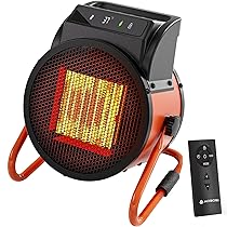 Termoventilatore in ceramica con termostato, 2000 W, riscaldatore elettrico con telecomando, 4 livelli di riscaldamento, riscaldamento rapido per esterni, adatto per cortili, serre e officine