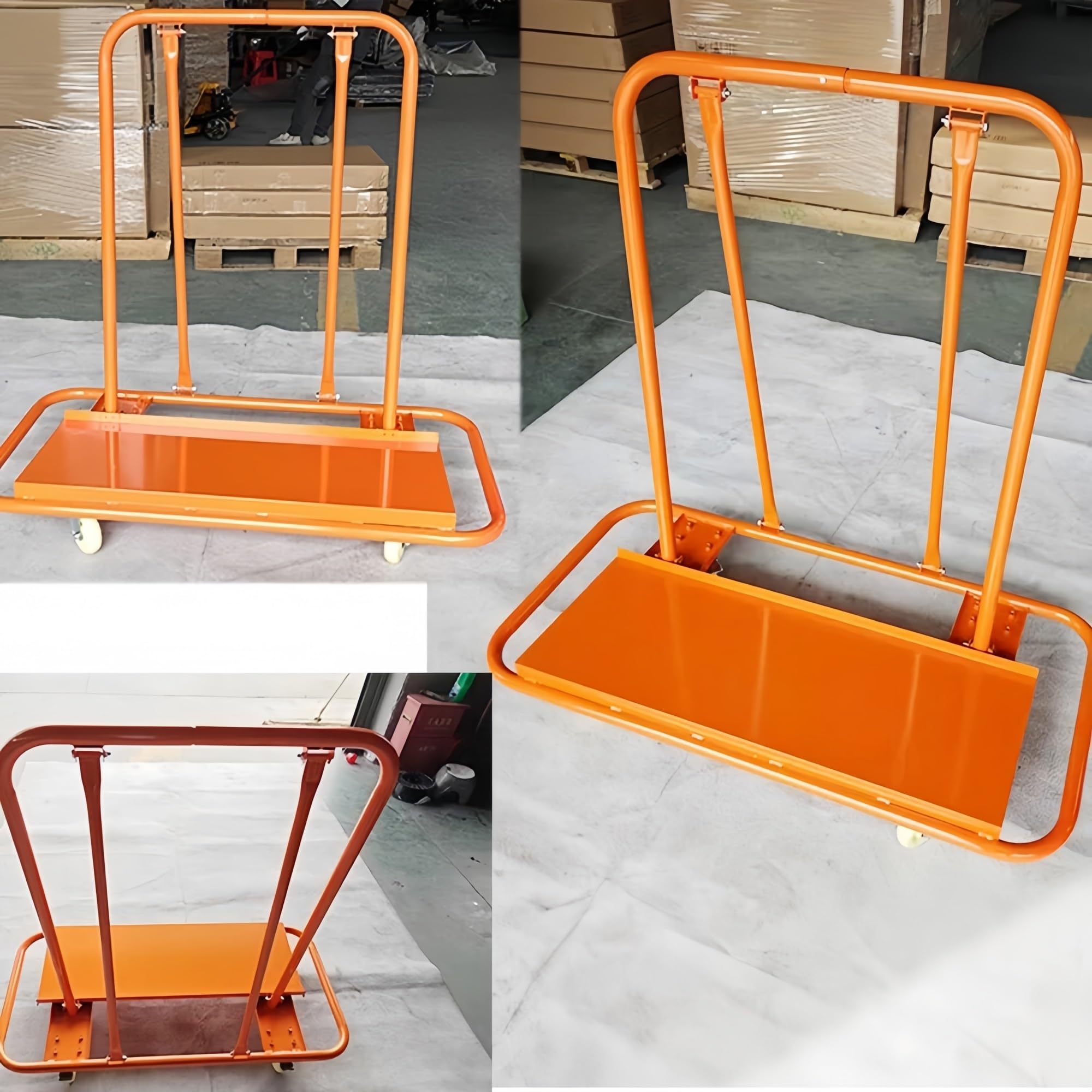 Trockenbauwagen, Kaltgewalztes Stahldeck Mit Lenkrollen | Mit U-förmigen Leitplanken For Paneele Und Plattenmaterialien
