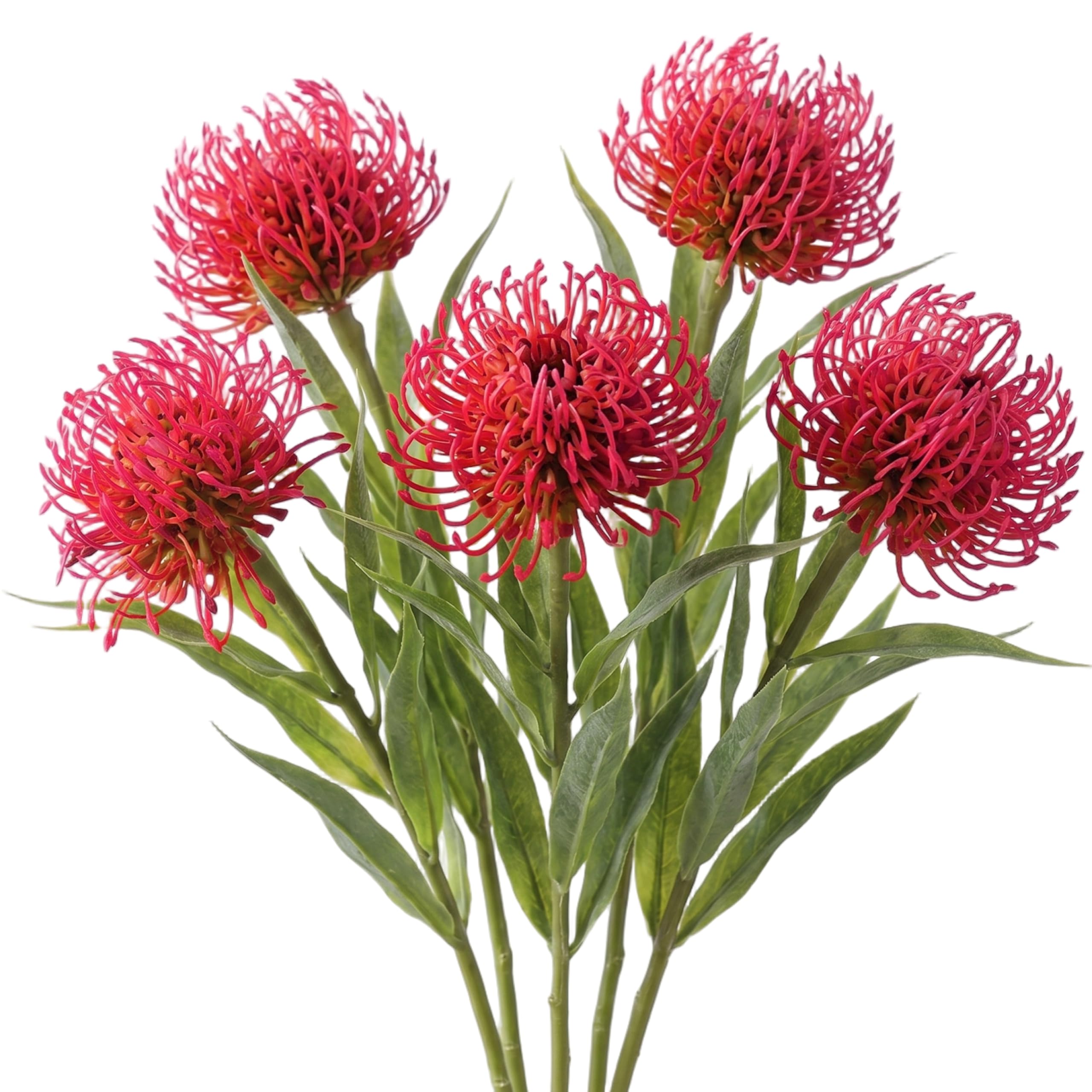 AwnsIMfreien 5pcs Artificial Chrysanthemums, 20 inch Height Chrysanthemum Artificial Flowers - Realistic Faux Pincushion Blooms For Home & Event Decor (rose Red), Oversized Flowers