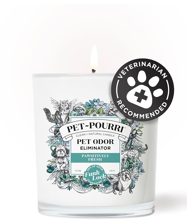 Pet-Pourri Pawsitively Fresh Pet Odor Deodorizer Candle Burns Up to 45 Hours Aromatherapy Air Freshener with Essential Oils