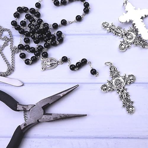 Miniatura 5 de Crucifijo para hacer rosario, colgante de joyería de cruz católica, accesorio de celebración sacramental, 2 pulgadas (paquete de 3)