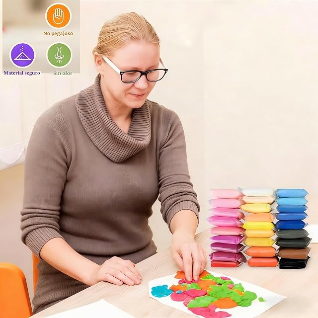 Foto 7 de 7 de Arcilla Polimerica Secado al Aire,36 Colores Conjunto de Arcilla Polimérica-Plastilina Para Modelar de Secado…