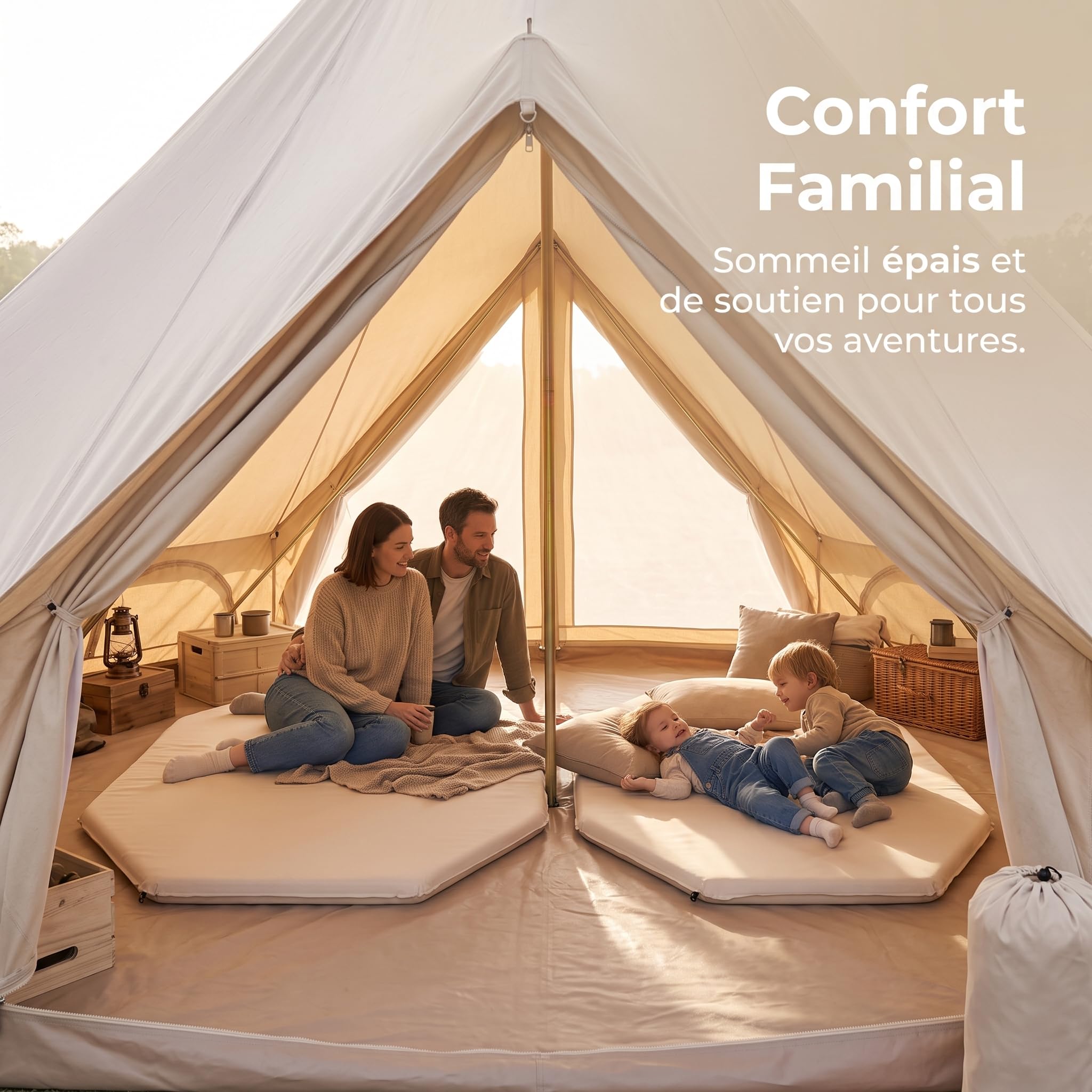 Tapis Sol Camping autogonflant Hexagonal pour 3-8 Personnes, Matelas autogonflant extérieur imperméable