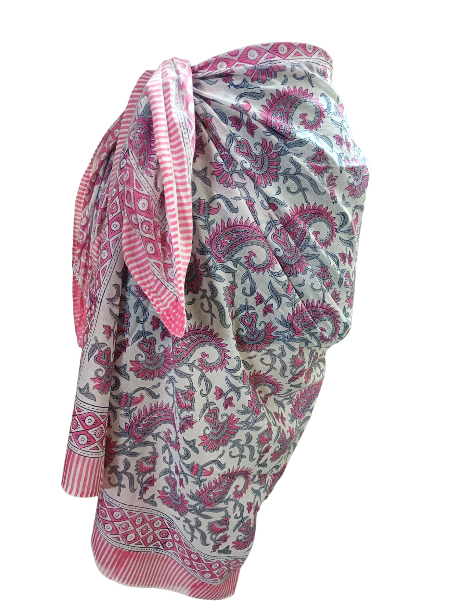 RAJBHOOMI HANDICRAFTSRajbhoomi Cotton Indian Hand Block Print Sarong Women Swim Sarong Wrap Cover-Up