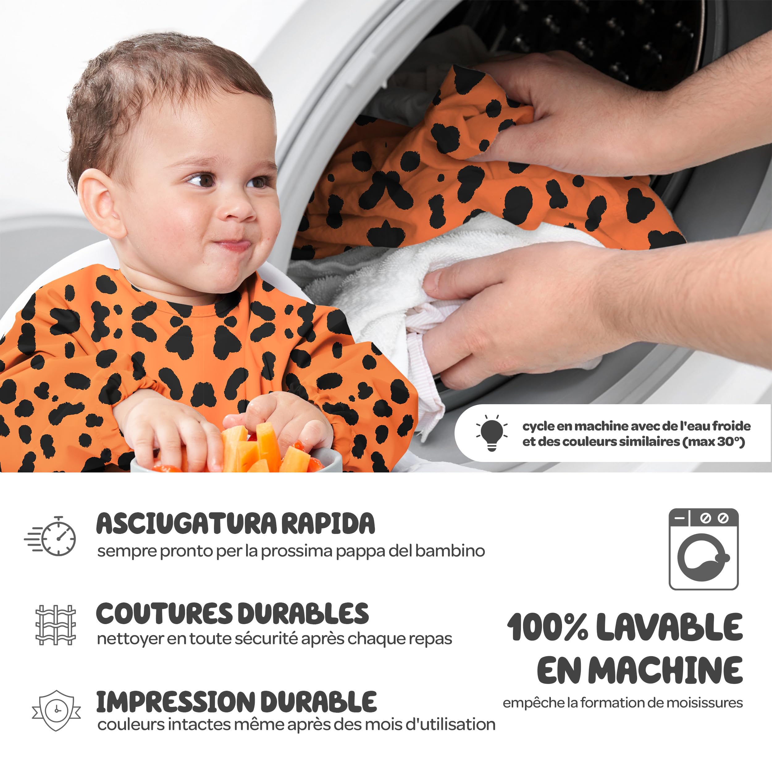 Nombear ® Bavaglini Impermeabili con Maniche 6 Mesi o Più - Bavaglini Pappa Svezzamento, Bavaglino con Maniche Lunghe, Bavaglini Impermeabili con Tasca, Bavaglio con Maniche per Bimbo