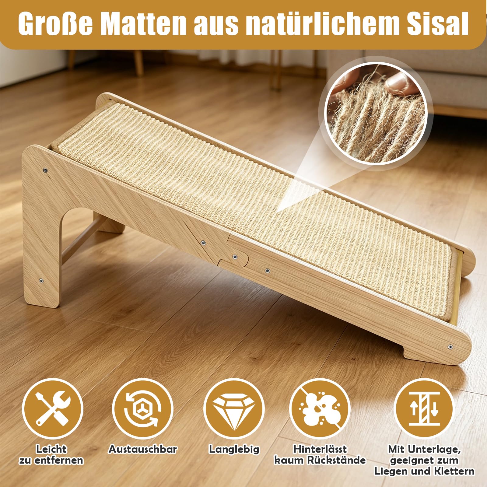 Dual-Use Kratzbrett Katze Sisal Kratzbretter L-förmiger Kratzpappe Groß 69cm Hohe Kratzpads für Wand, Ecke, Sofa, Mit Katzenspielzeug, Hochdichtes Verschleißfestes