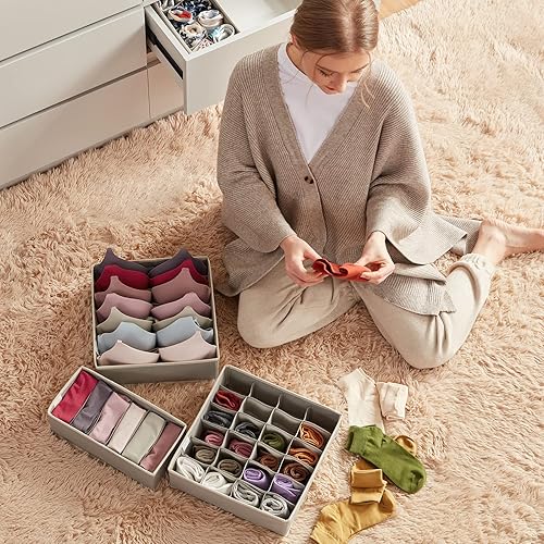 Miniatura 2 de Lifewit - Cestacajón organizador de ropa interior 4 piezas con separadores de tela plegable contenedor para almacenamiento de brasieres lencería