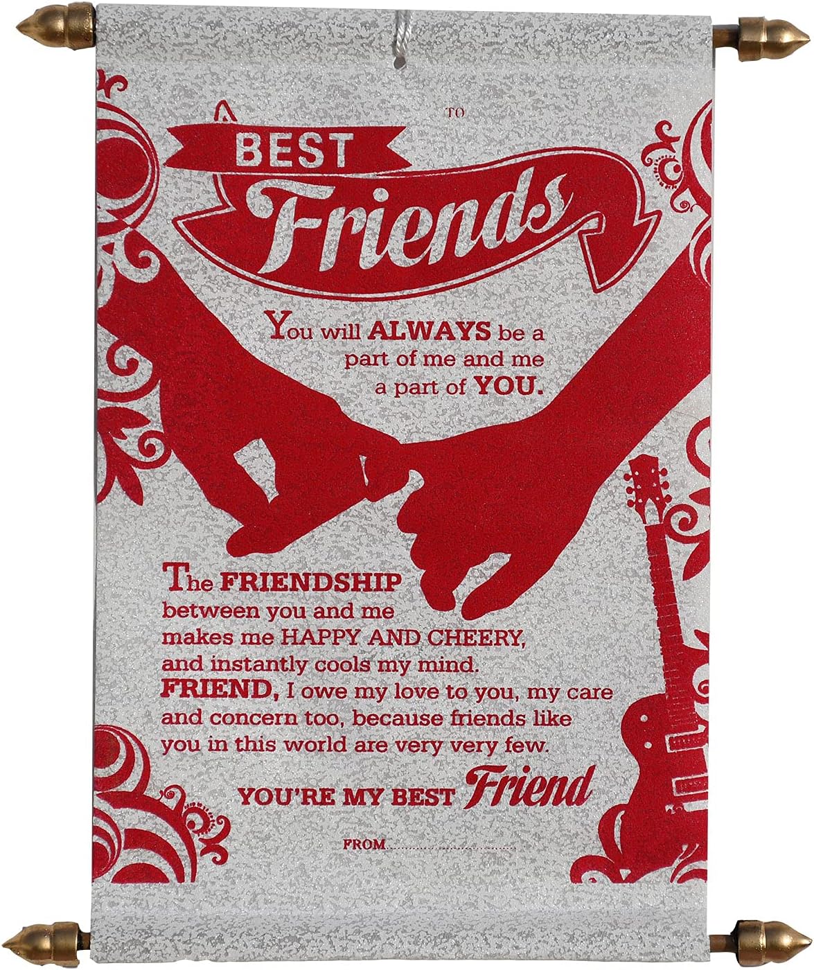 Saugat Traders Frendship Message For Friends Card Gift For Friend-Best Friends Scroll Card Maroon -30 Cm|Birthday