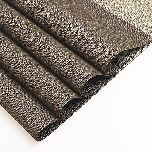 Miniatura 7 de Vinjiasin Juego de 6 manteles individuales de tejido de vinilo, color marrón degradado, manteles individuales para cocina, comedor, para interiores