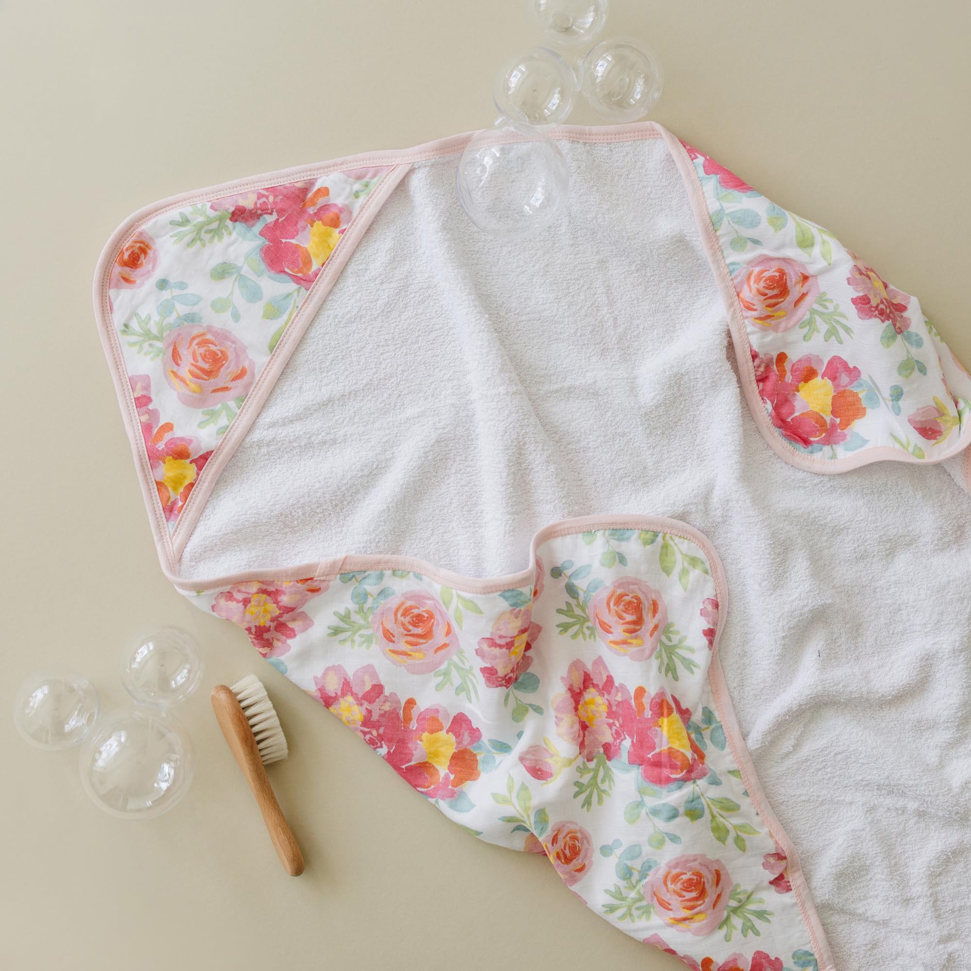 Toalla de baño para bebé de 30 x 30 pulgadas, toalla para bebé recién nacido con capucha con 4 paños – Toalla de baño de rizo de algodón ultra absorbente y suave para bebé, bebé y niño pequeño (niñas)