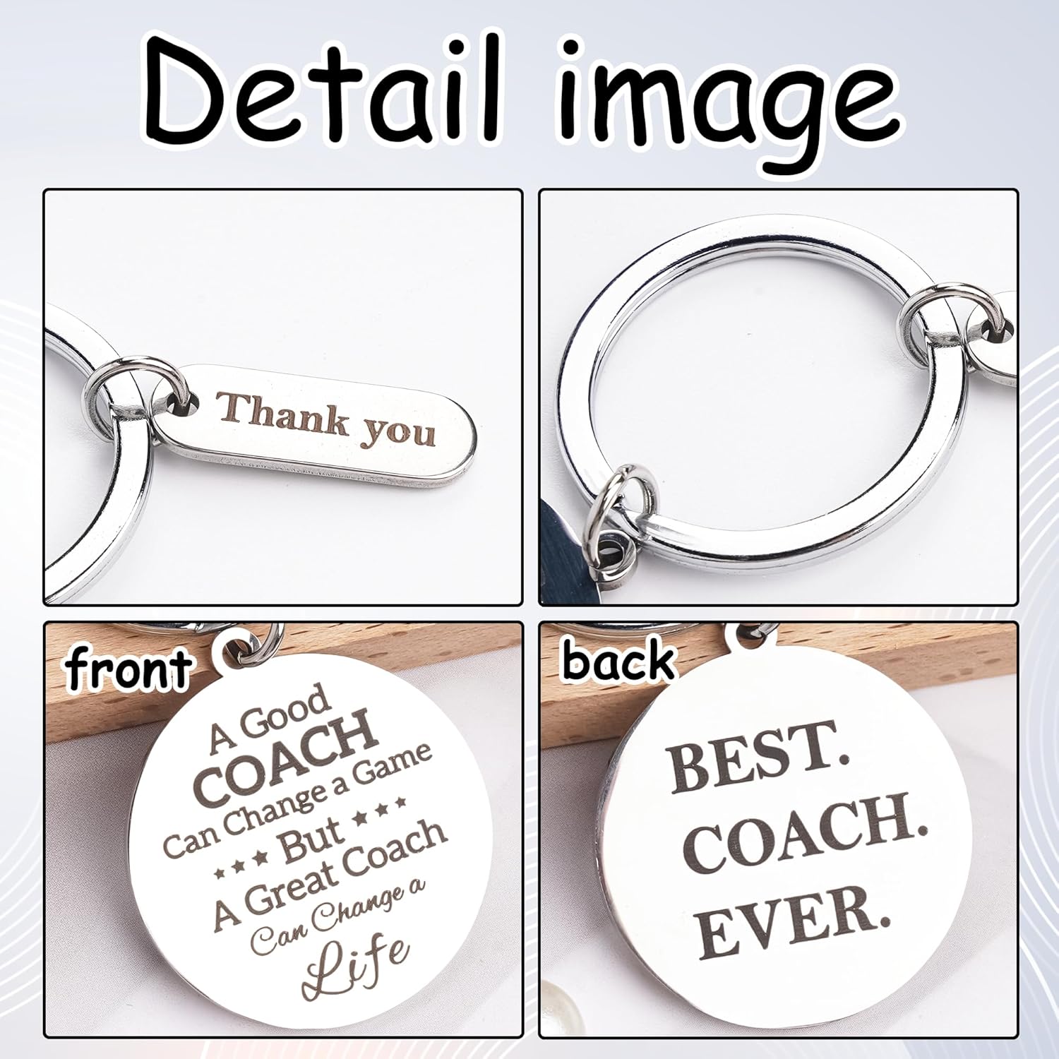 Thank You Gifts Coach Keychain - Appreciation Gifts for Football Basketball Baseball Softball Coach, Best Coach Ever Keychain