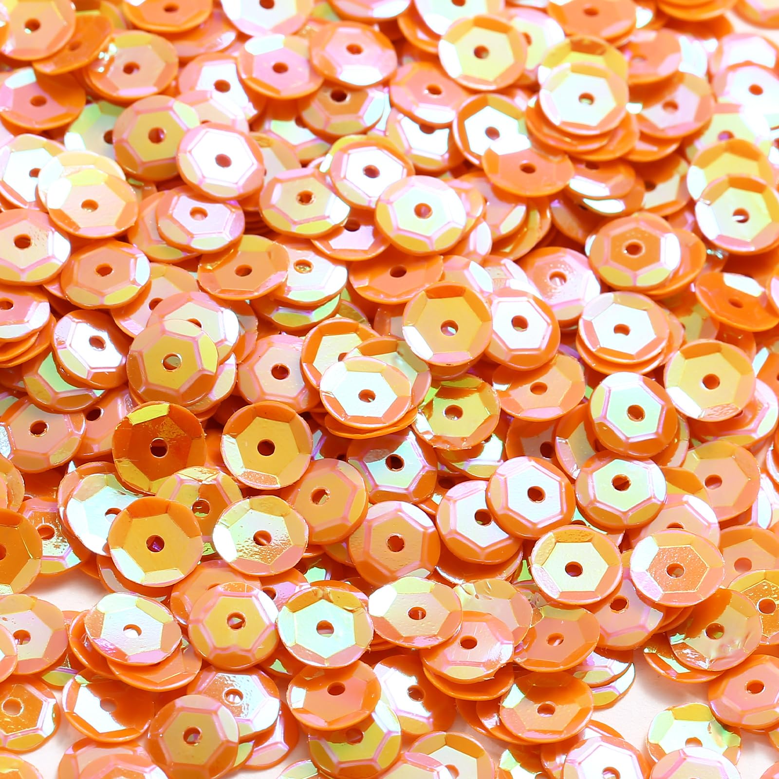 Naler 2200pcs Loose Orange Glittering Sequins Spangles for Crafts Sewing Clothing Decorating Wedding Christmas, 6MM