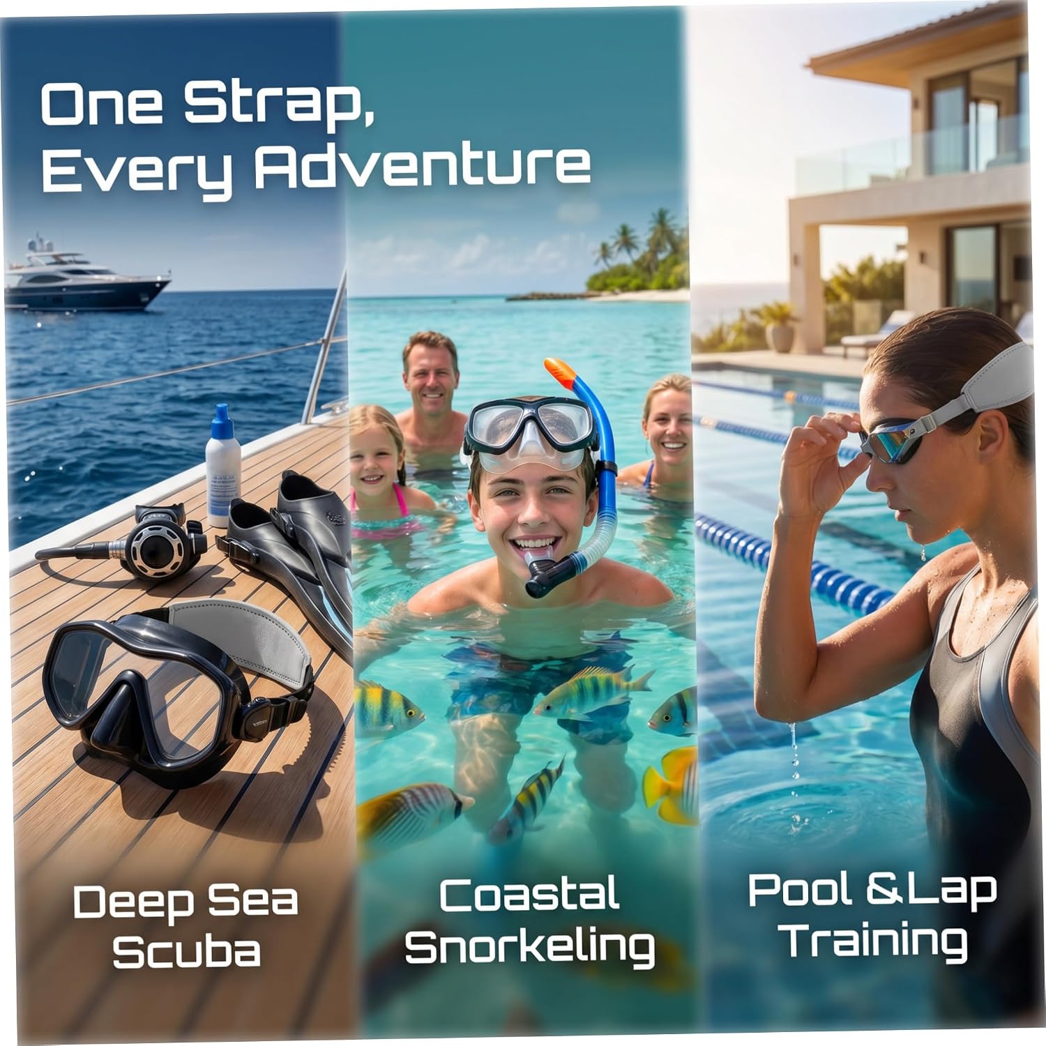 Neoprene Mask Strap Cover for Snorkel Masks and Swim Goggles with Great Elasticity and Smooth Comfort, Universal Fit Prevents Hair Damage, for Scuba Diving and Water Sports