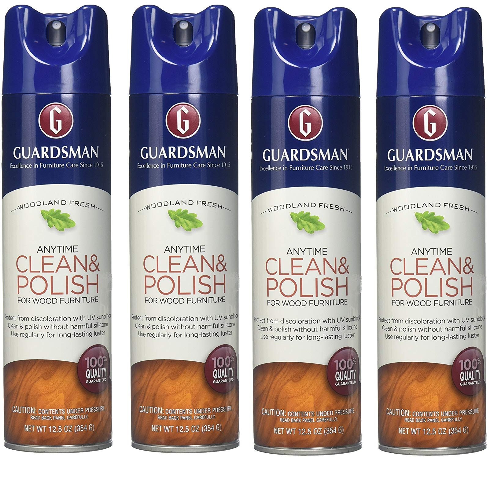 Guardsman Clean & Polish For Wood Furniture - Woodland Fresh - 12.5 oz - Silicone Free, UV Protection - 460700 (4 pack)