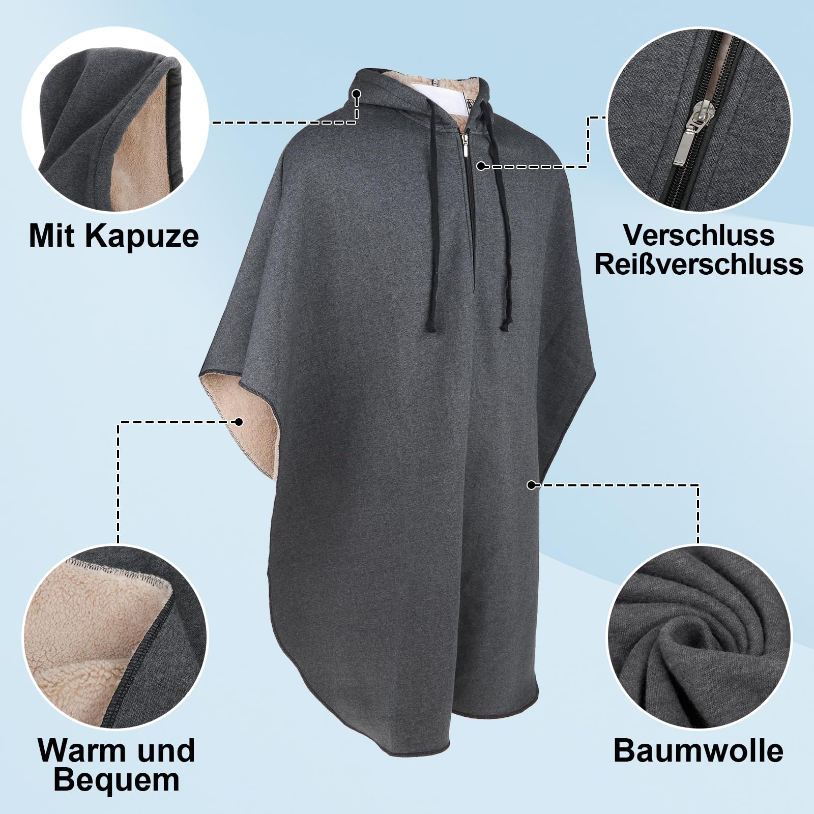 Perfeclan Hot Rollstuhl Ponchos mit Kapuze ärmellose Mäntel für Erwachsene