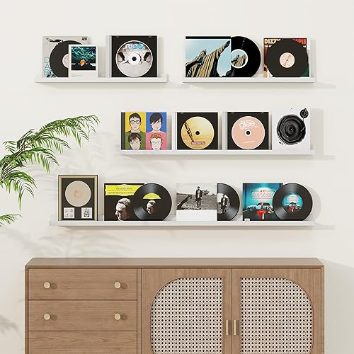 Miniatura 2 de Juego de 2 estantes flotantes de madera de pino maciza, estantes de libros de 24 pulgadas para almacenamiento de juguetes, estantería para niños