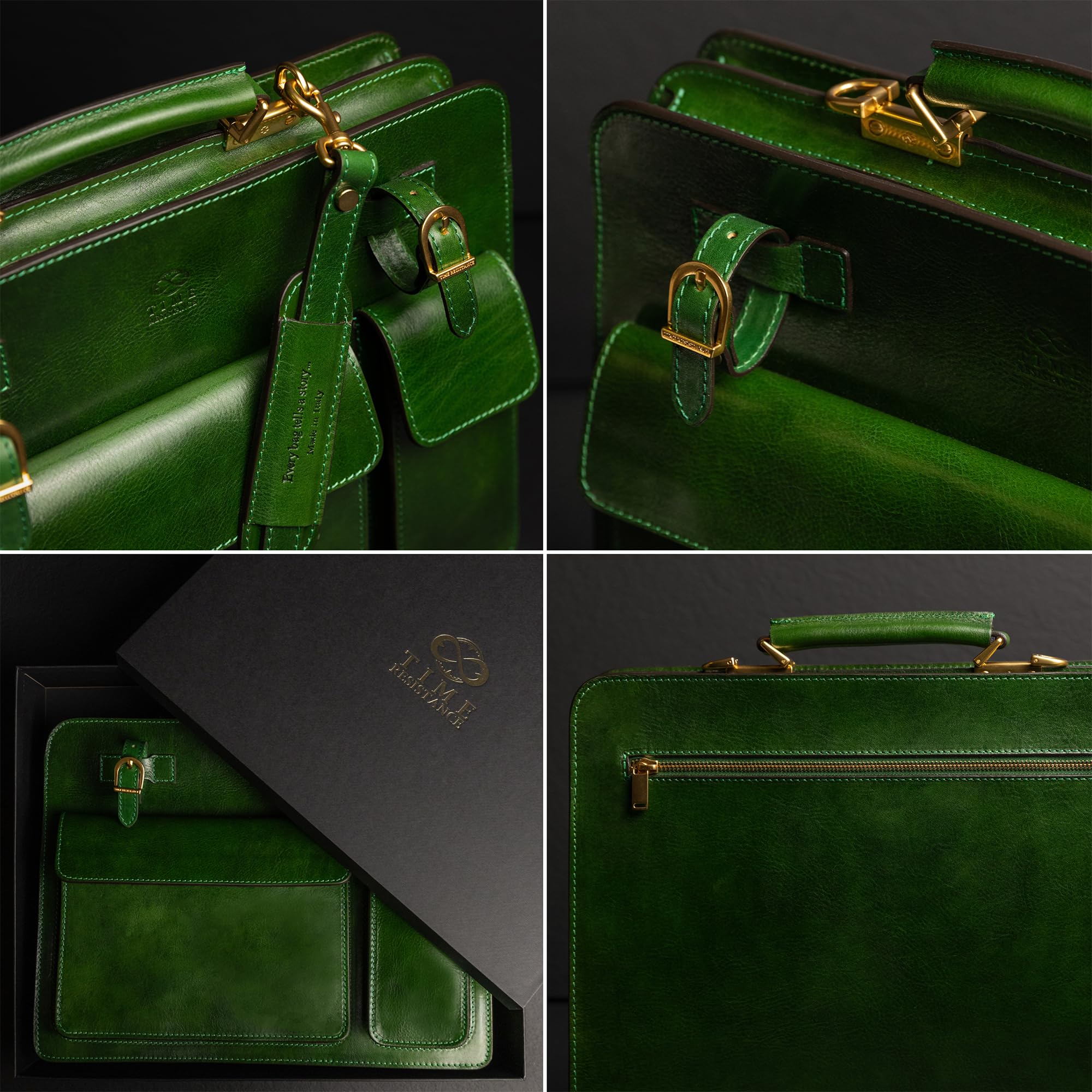 Resistencia al Tiempo Maletín De Cuero - Bolso De Cuero Con Clase Para Hombres - Maletín De Negocios Vintage