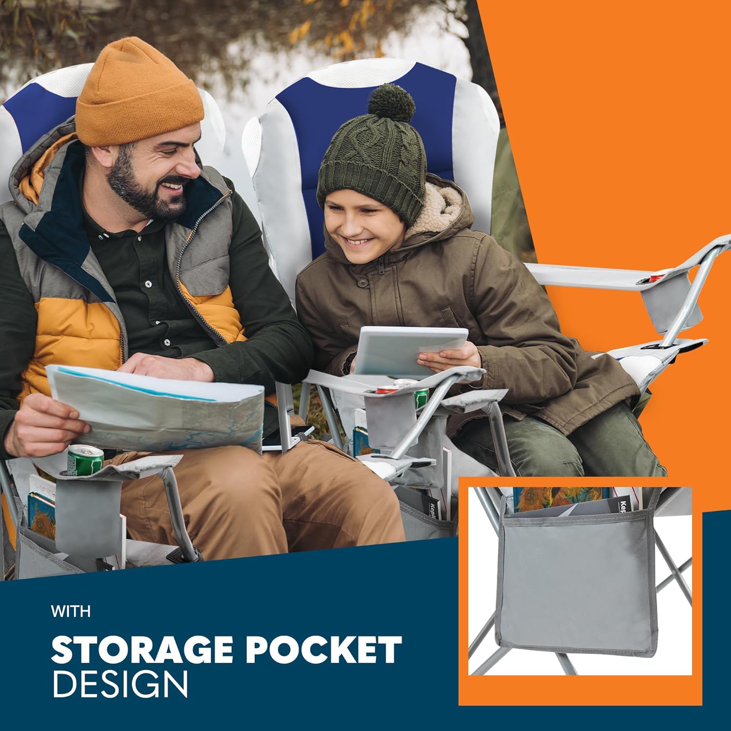 Voyager 2 Pack Premium Outdoor Camping Chair Set, 120kg Capacity, 3.3kg Per Chair, Waterproof & Foldable with Cup Holder & Side Pockets - Ideal for Garden, Fishing, Picnic,... - Image 6