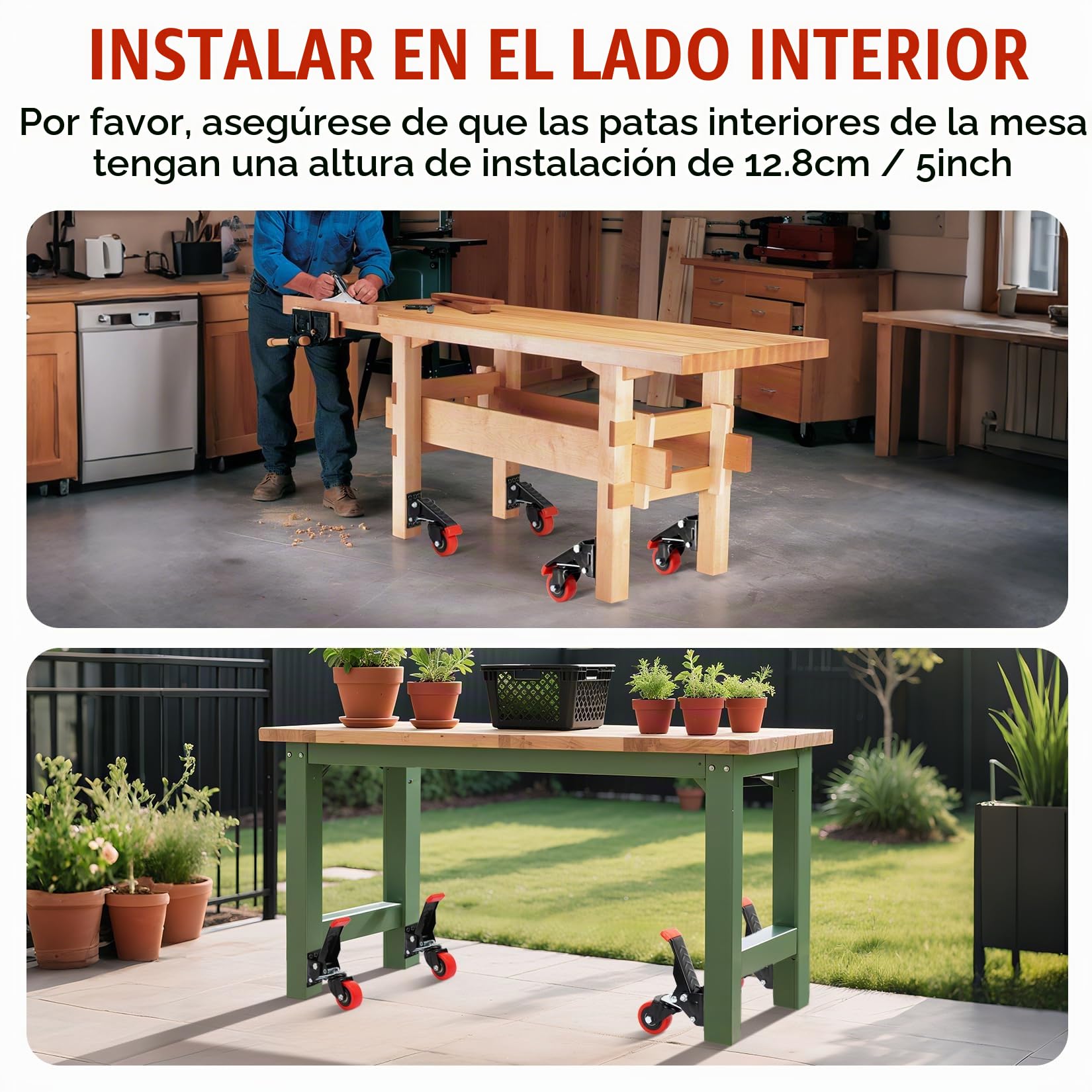 W B D WEIBIDA 63.5MM Ruedas para Bancos de Trabajo, Ruedas para Muebles Pesados Capacidad de Carga 300KG, Soporte Grueso y Ruedas Que no Dejan Marcas, Ruedas Giratorias para Armario, Mesa, Set de 4