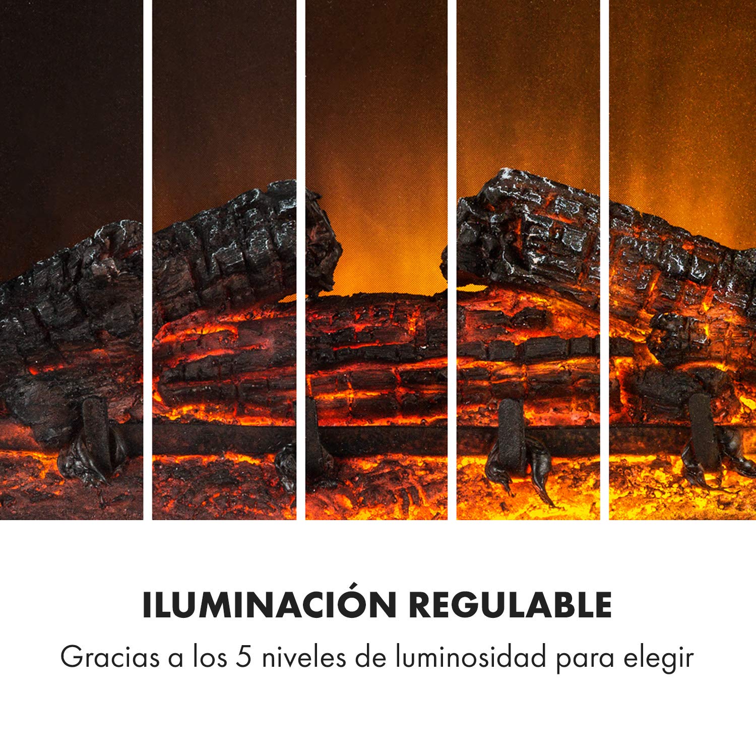 Klarstein Chimenea Electrica Bajo Consumo Pared, Estufa sin Leña de Interior, Chimeneas Electricas Decorativas 1800W, Llama LED, Chimenea Decorativa con Mando, Temporizador y Efecto Real Troncos