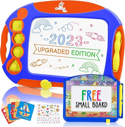 Miniatura 1 de Chuchik Toys - Juego de tablas de dibujo magnéticas para niños y niños pequeños. El bloc de escritura grande de 15.7 pulgadas viene con un tablero