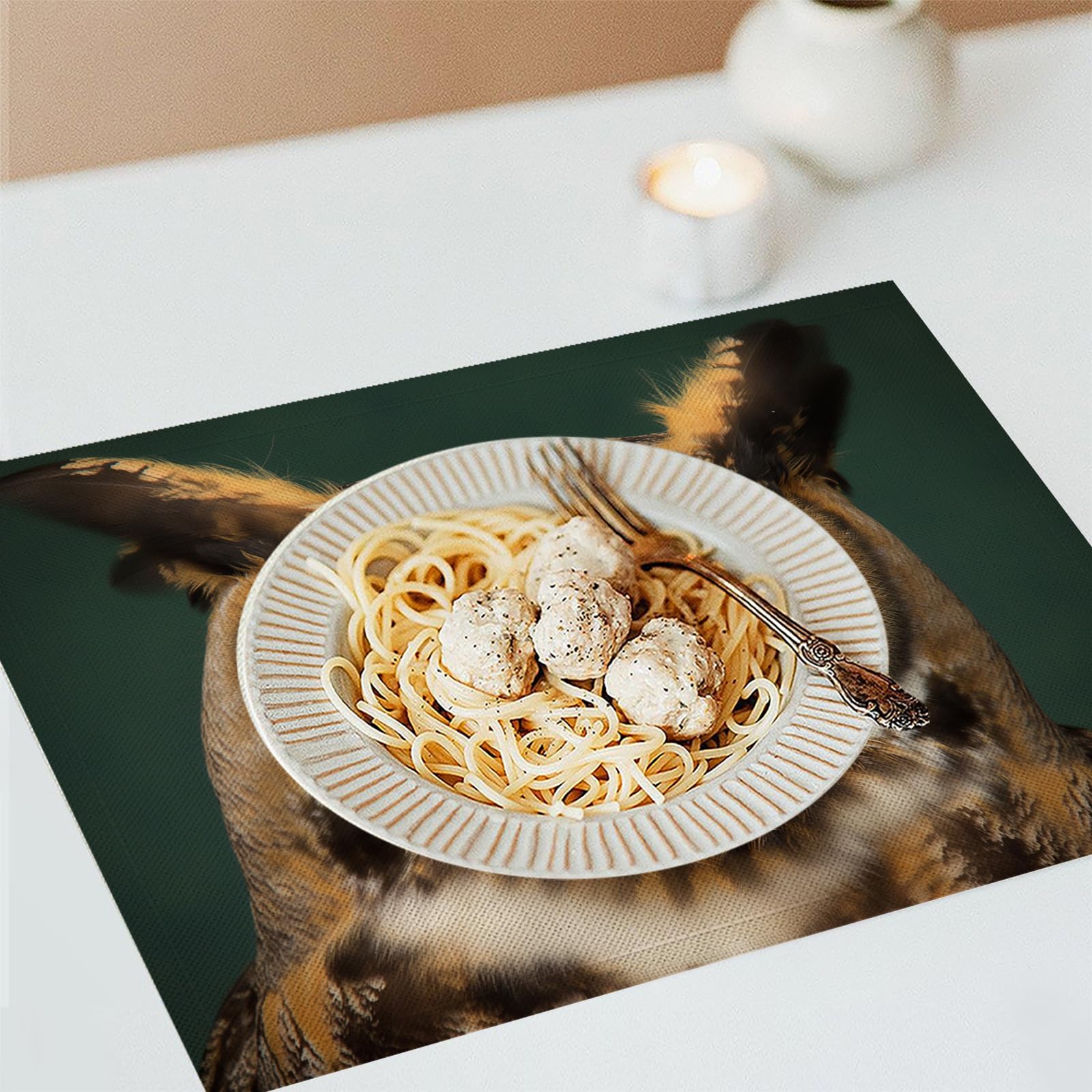 Tovaglietta Americana Animale in Cotone Lino Rettangolare - Tovagliette Set di 8 Ritratto di gufo Resistente al Calore per La Cucina, Il L'Ufficio, 30 x 45cm