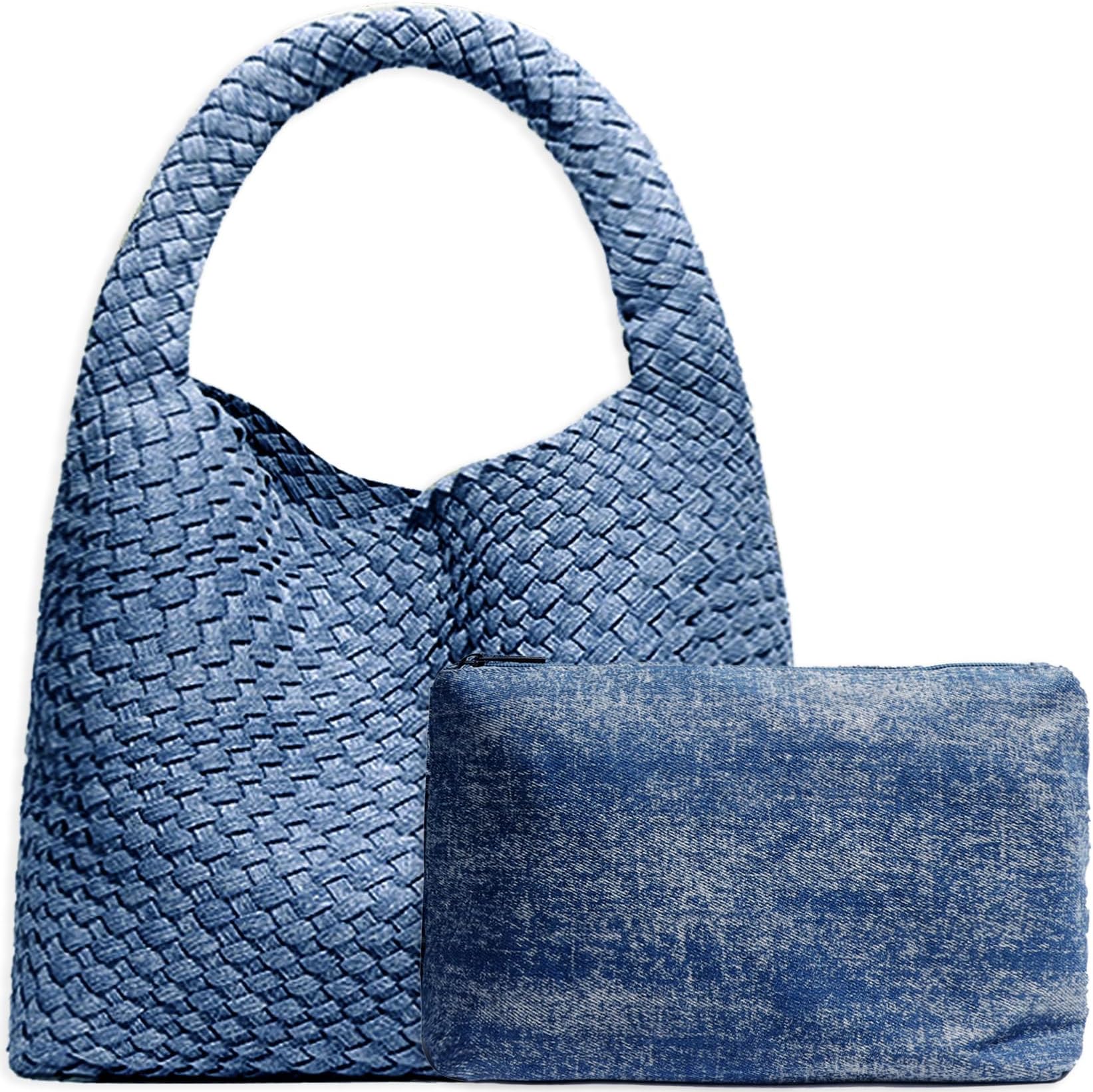 Woven Tote Bag for Women, Fashion Hobo Handbag, Travel Top-handle Shoulder Bag, Beach Underarm Bag with Purse
