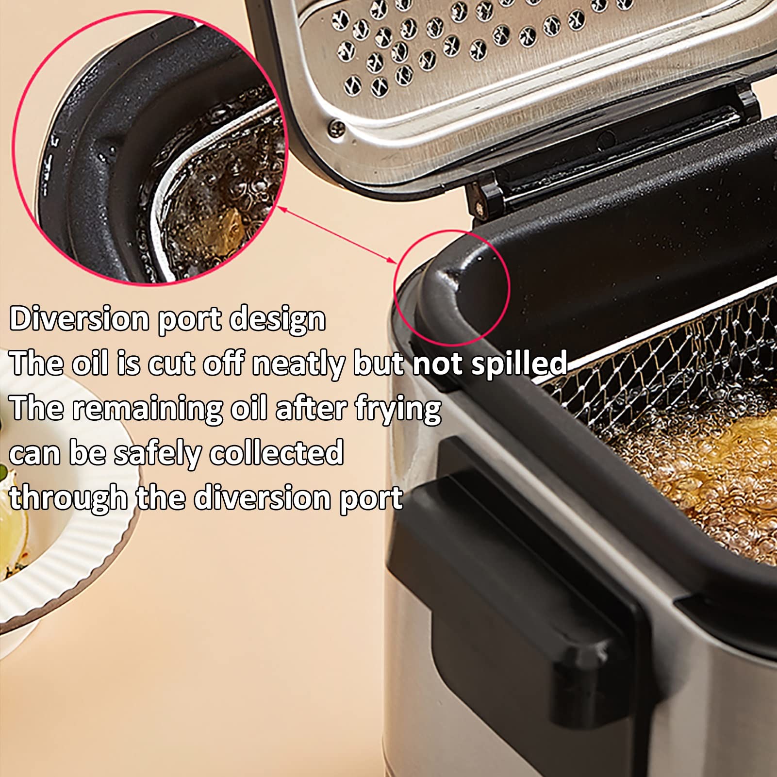Friteuse électrique 1,5 L En Acier Inoxydable 900W - Fenêtre De Visualisation - Réglage Température 150°C-190°C - Compacte