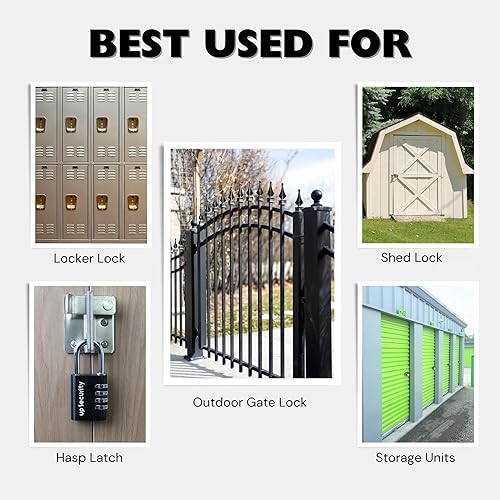 Miniatura 7 de Cerradura de casillero de gimnasio, cerradura de combinación de 4 dígitos para uso al aire libre, unidad de almacenamiento, combinación de candado