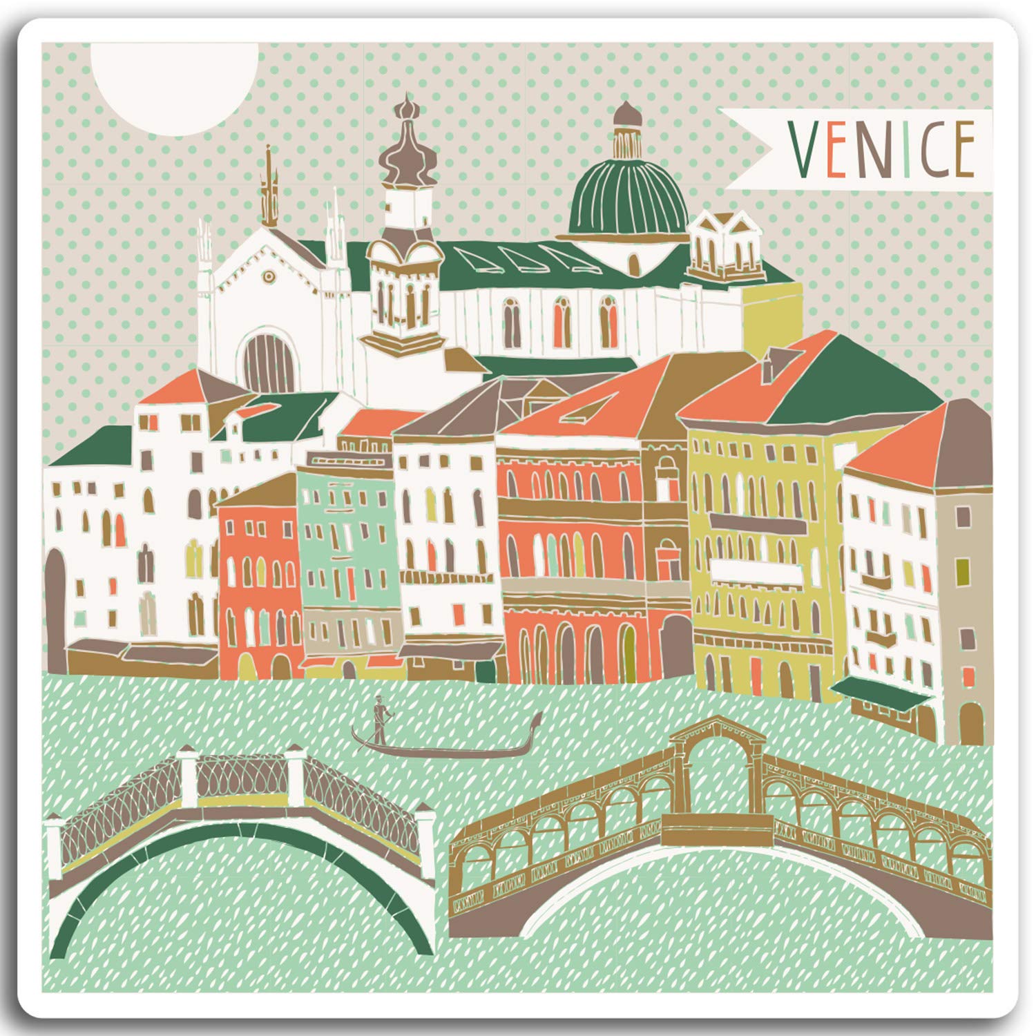 Destinationvinyl Multi 2 X 10Cm Venice Italy Vinyl Stickers - Italian Fun Sticker Laptop Luggage #17025 (10Cm Tall)