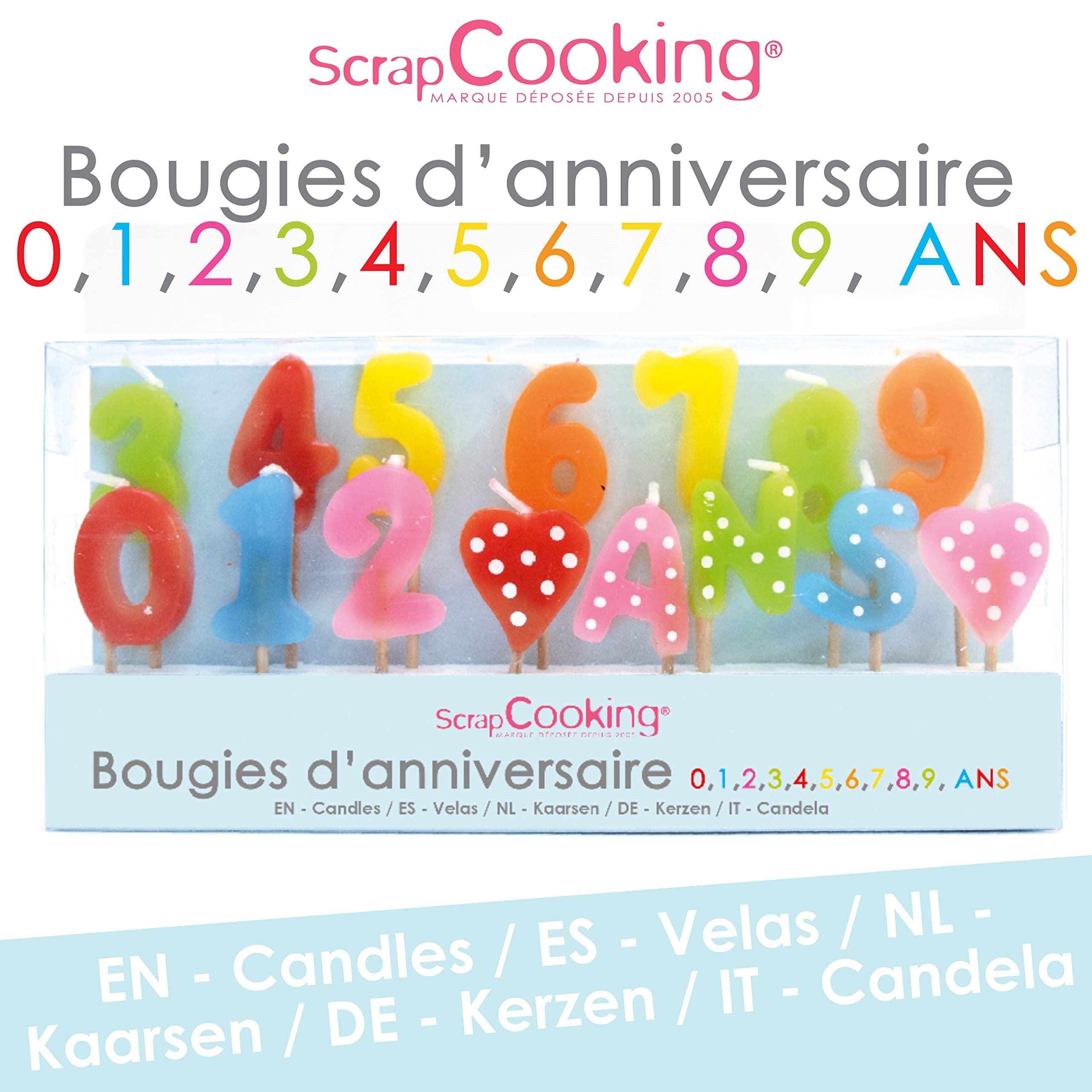 Scrapbooking 5006 1,2,3 Years Set of 15 Candles Paraffin Multicoloured Design 10.5 x 17 x 2cm