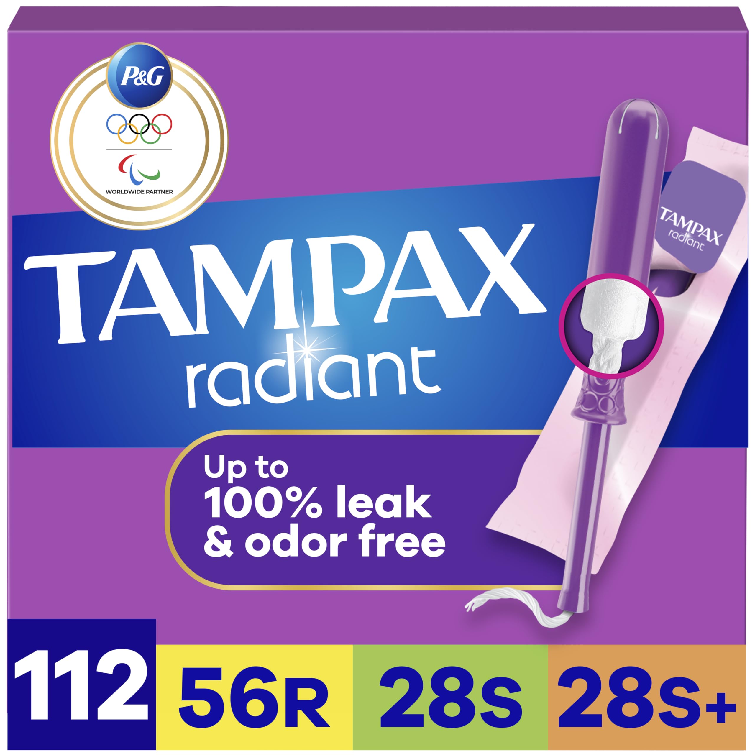 Radiant Triplepack (Regular Super Super Plus) Tampons, Unscented, 128 Ct