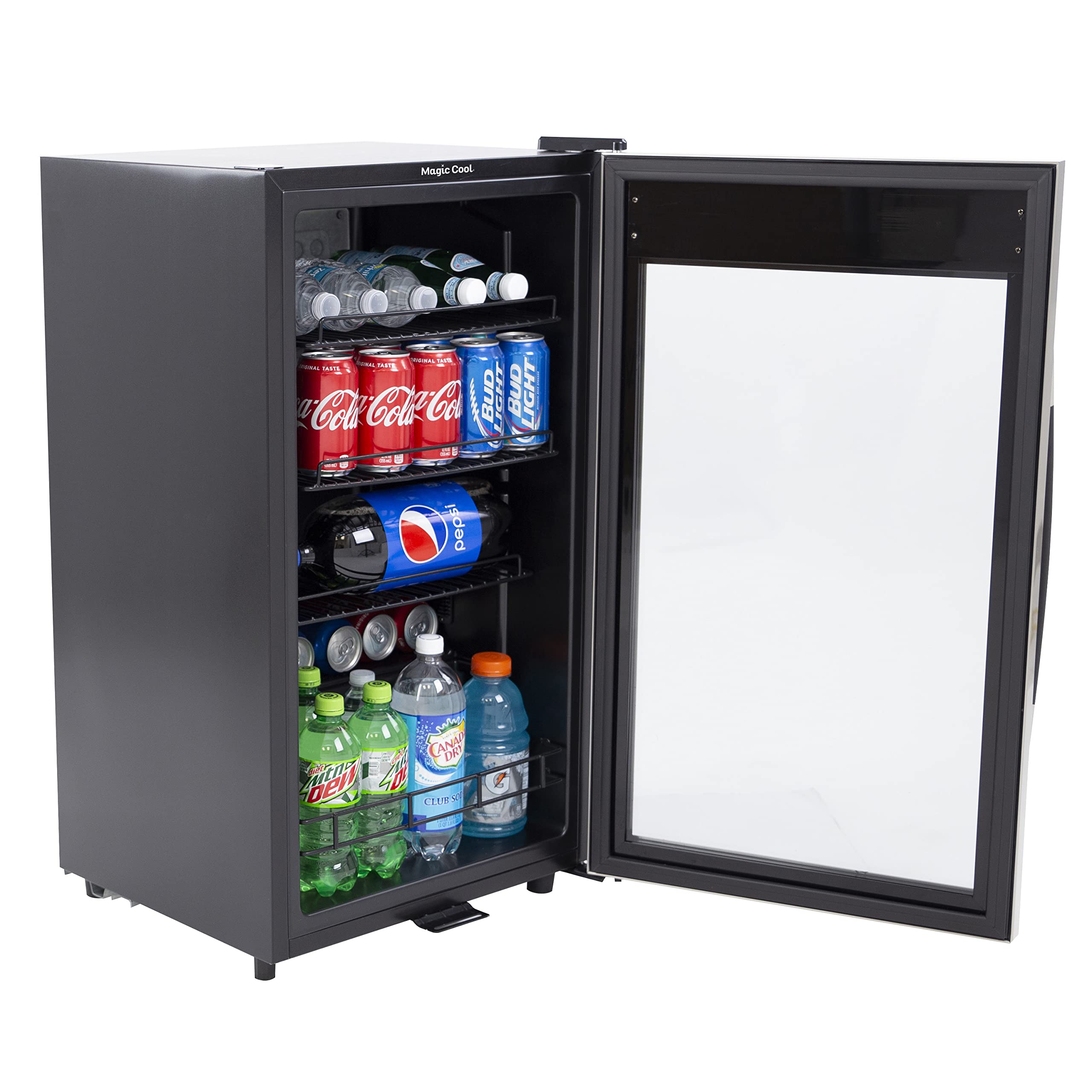 Magic Cool Beverage Cooler With Glass Door 108 Can Mini Refrigerator With Lock For Beer Soda Water Wine With Digital Temperature Control, 3-Cu.Ft., Metallic on Fridge.com - View 4