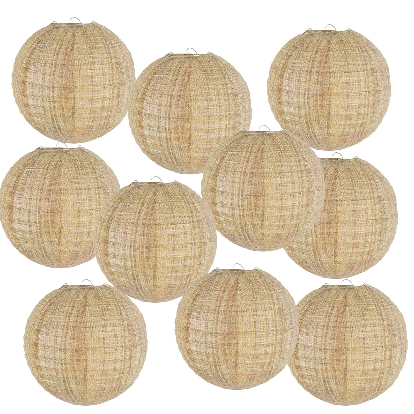 YUNXUAN Boho Party Decorations Burlap Hanging Paper Lanterns for Boho Baby Shower Bridal Shower Rustic Vintage Wedding Birthday Farmhouse Classroom Decor Pack of 10