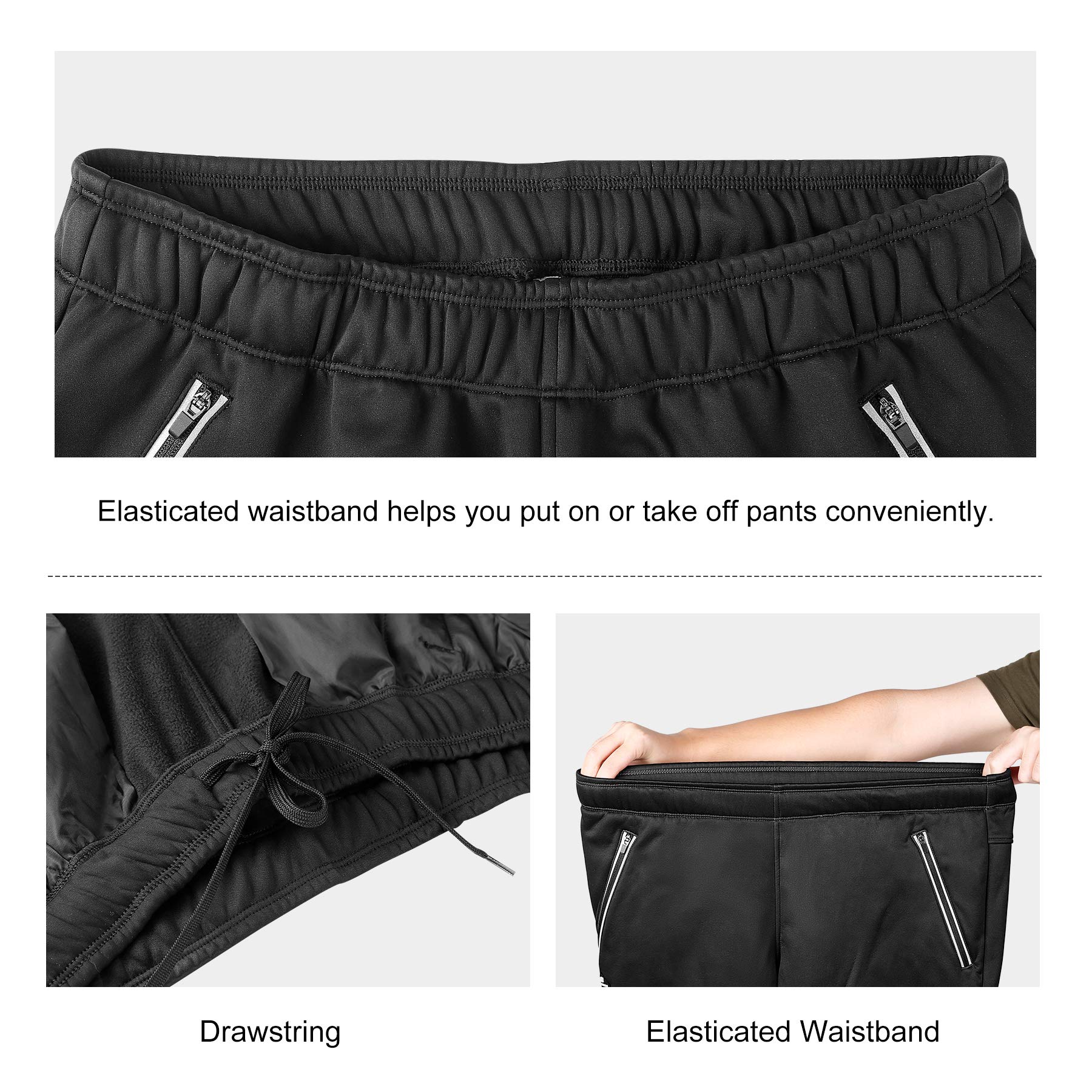 LAMEDA Pantalones Largos Hombre Invierno Pantalones Cortavientos Térmicos Elásticos con Forro Polar Pantalon Ciclismo Repele El Agua