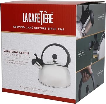 La Cafetière 1.3 Litre Stainless Steel Whistling Kettle for Cooker Induction Hob and Gas Cooker Silver