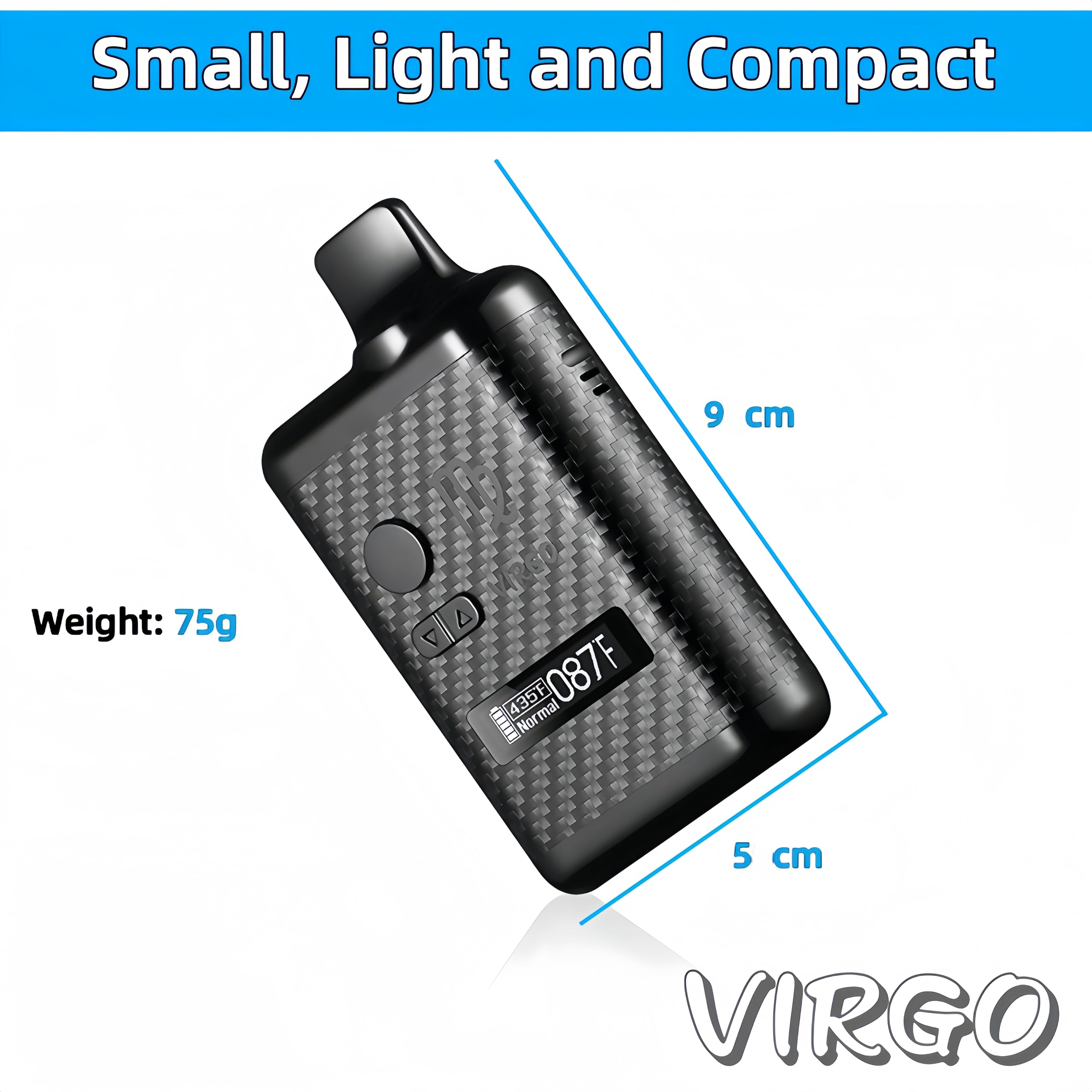 Vaporisateur Virgo pour herbes sèches, chambre chauffante en céramique, affichage OLED et contrôle de la température (gris)