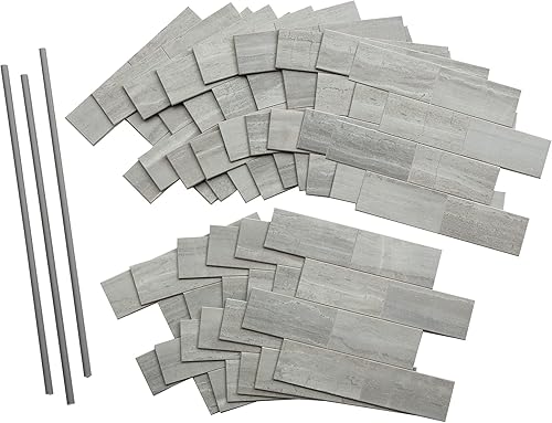 Aspect Azulejo de collage para despegar y pegar en metro gris (kit de 15 pies cuadrados)