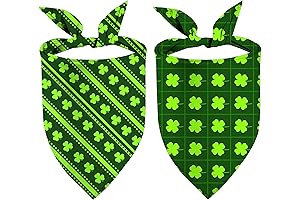 St.Patrick's Day Dog Bandanas - Green Shamrock Double Sided