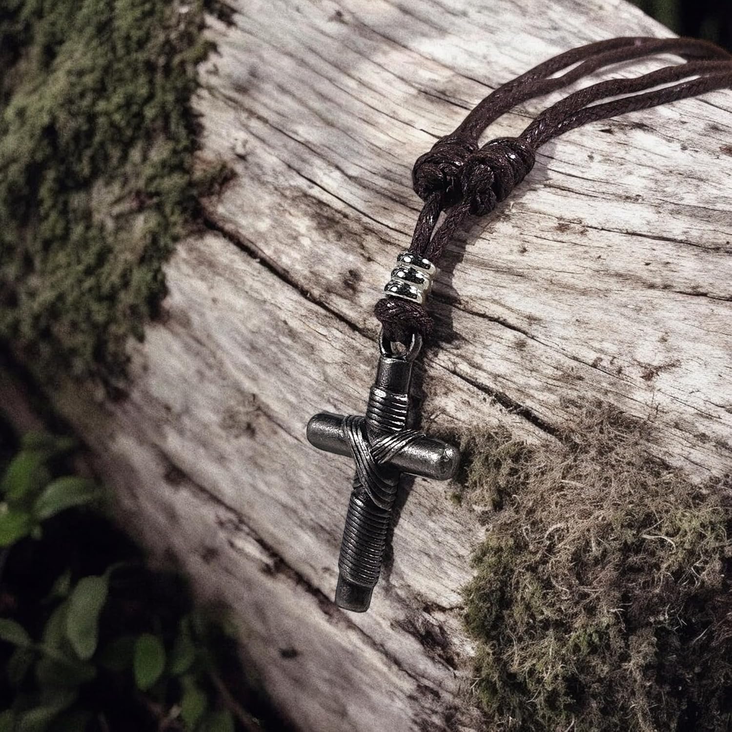 BlueRica Wrapped Cross on Adjustable Cord Necklace - Image 2