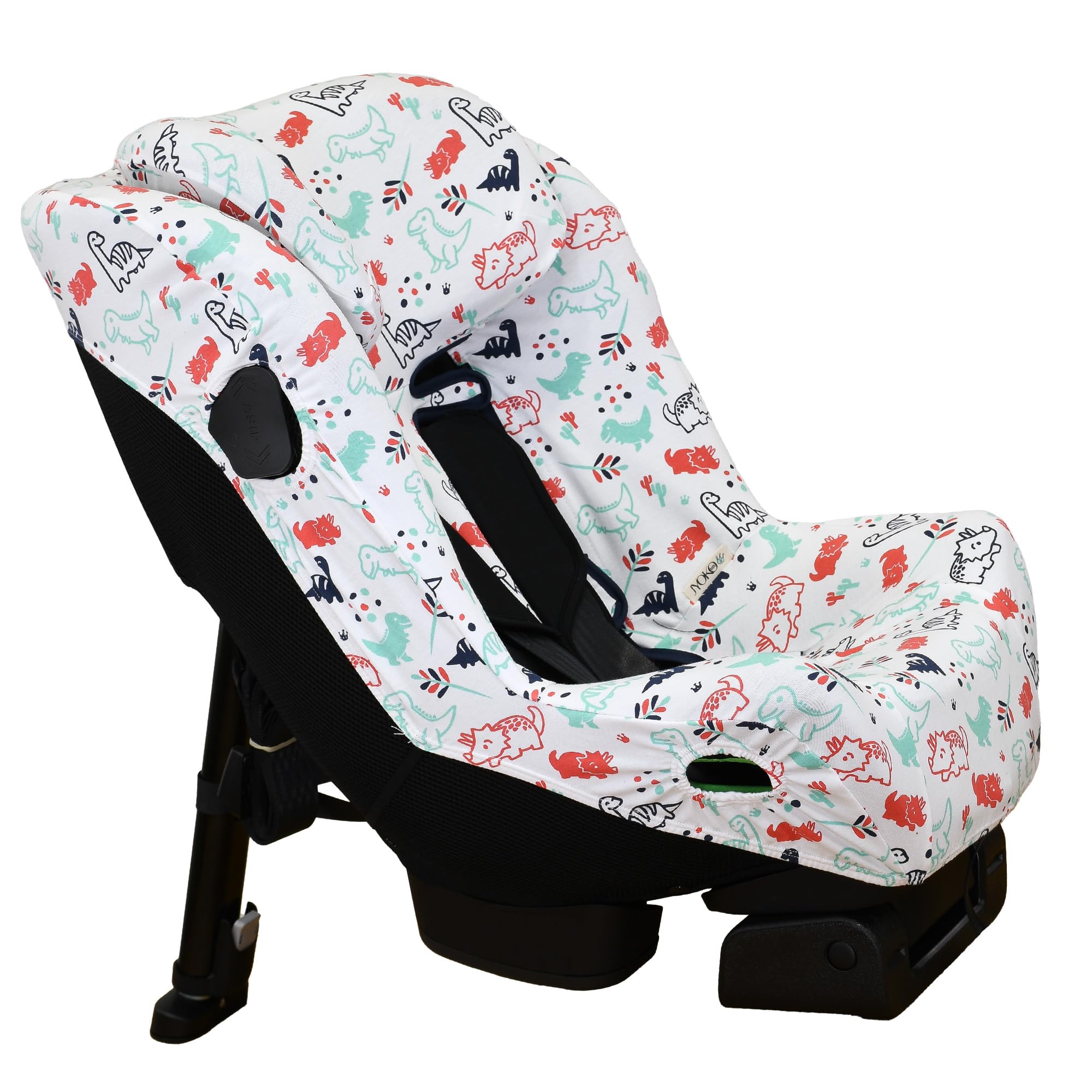JYOKO Sitzbezug kompatibel mit Axkid Minikid 4, 4 Pro, Minikid MAX, Movekid und Move aus weicher und atmungsaktiver Bio-Baumwolle für maximalen Komfort Ihres Babys (Dino Party)