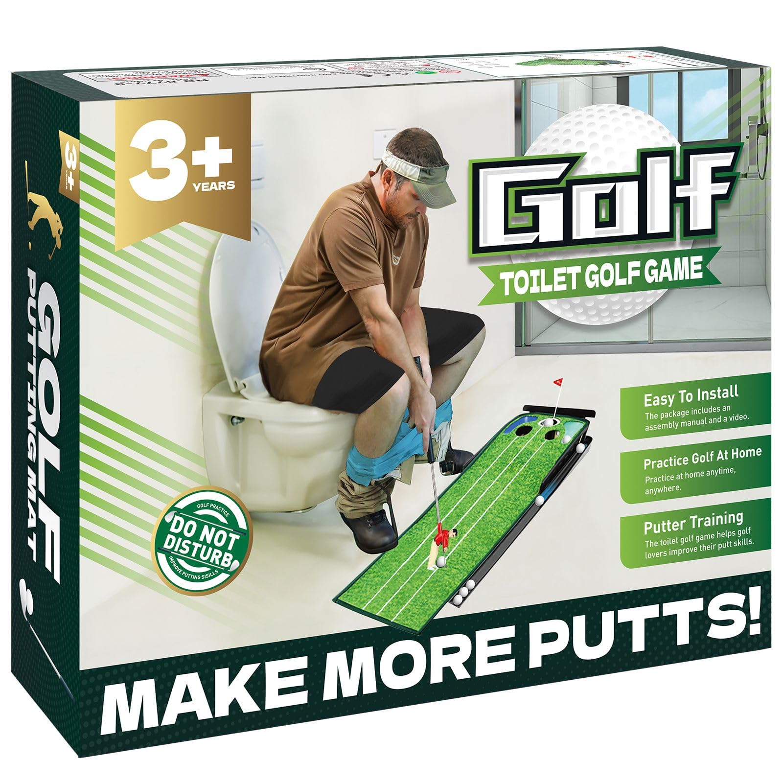 Toilet Golf Empty Box, Funny Prank-shaped Putting Green Hole Set Gag Gifts for Men, Cool White Elephant Gifts for Adults, Hilarious Prank Ideal Gifts